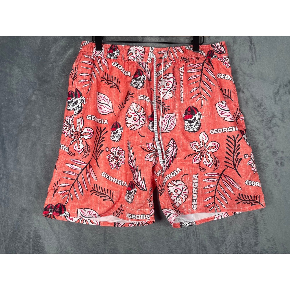 NWT Wes and Willy Georgia Bulldogs Swim Trunks Mens XL Red UGA Vintage Print